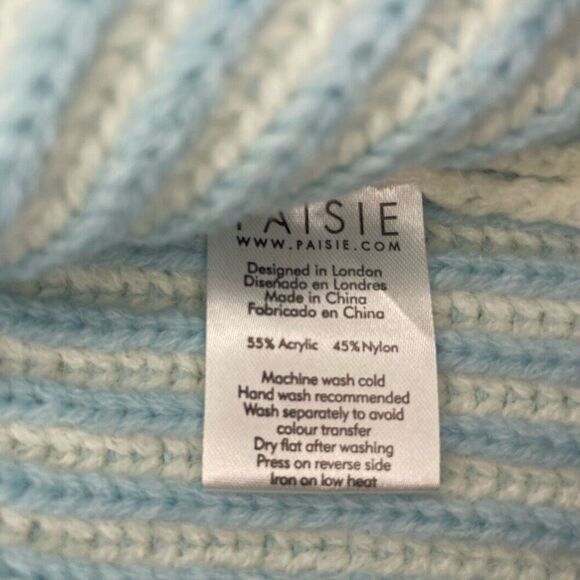 Paisie Striped Turtleneck Knit Jumper Sweater Blue Size L/XL - Picture 11 of 13